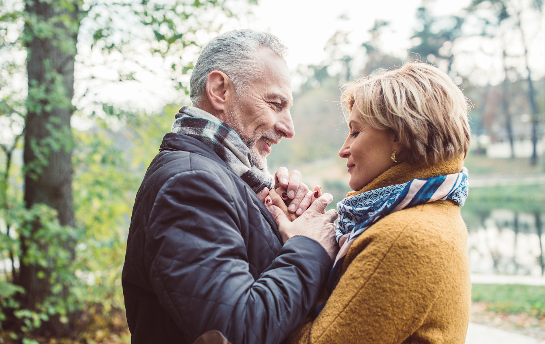 Mature couple outdoors in winter clothes