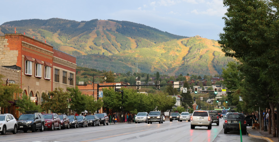 downtown Steamboat with Mt. Werner in background